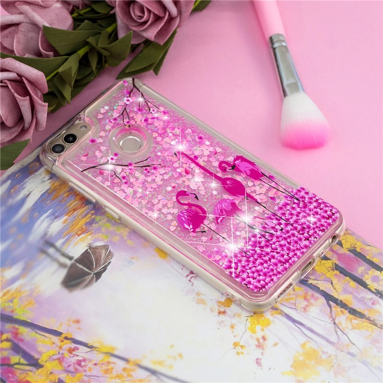 Embossing Pattern Quicksand TPU Soft Case for Huawei P Smart (2017) / Enjoy 7S - Flamingos-5