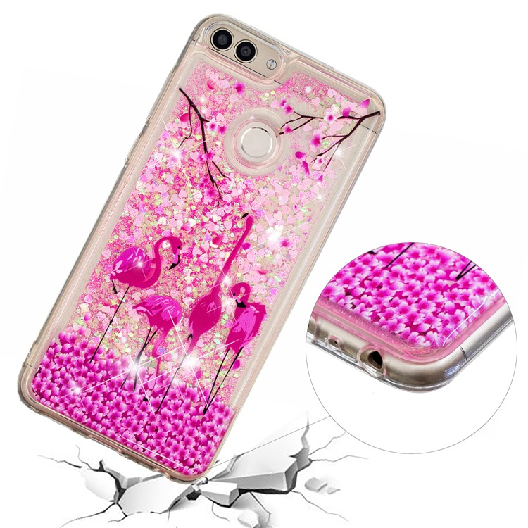 Embossing Pattern Quicksand TPU Soft Case for Huawei P Smart (2017) / Enjoy 7S - Flamingos-6