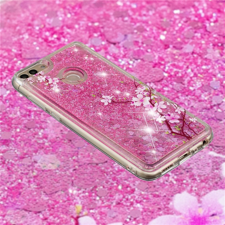 Embossed Pattern Quicksand TPU Protection Case Cover for Huawei P Smart (2017) / Enjoy 7S - Peach Blossom-4
