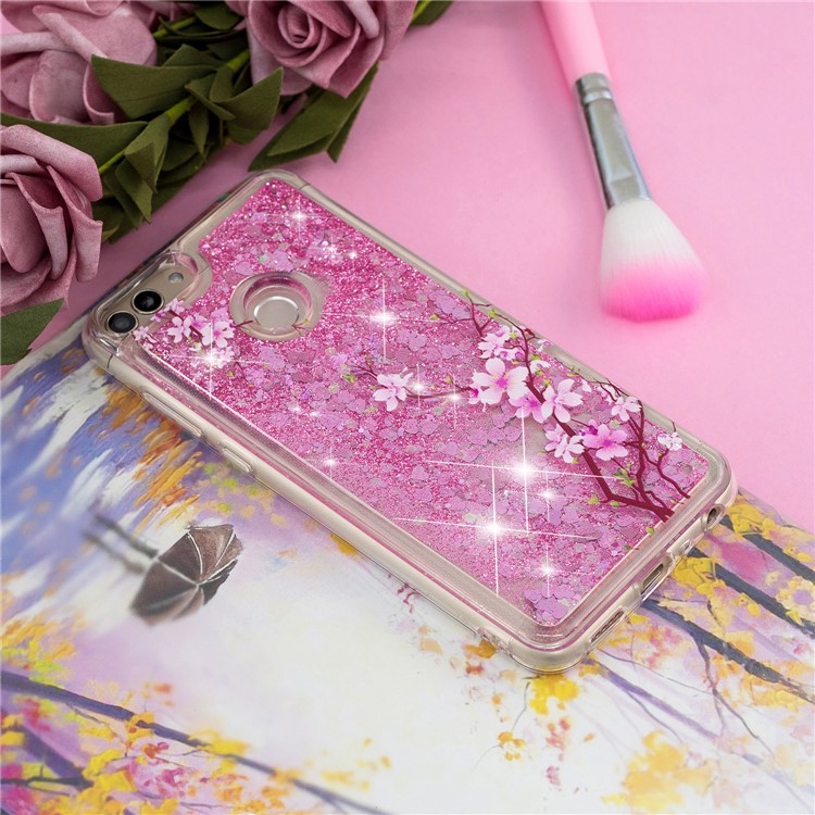 Embossed Pattern Quicksand TPU Protection Case Cover for Huawei P Smart (2017) / Enjoy 7S - Peach Blossom-6