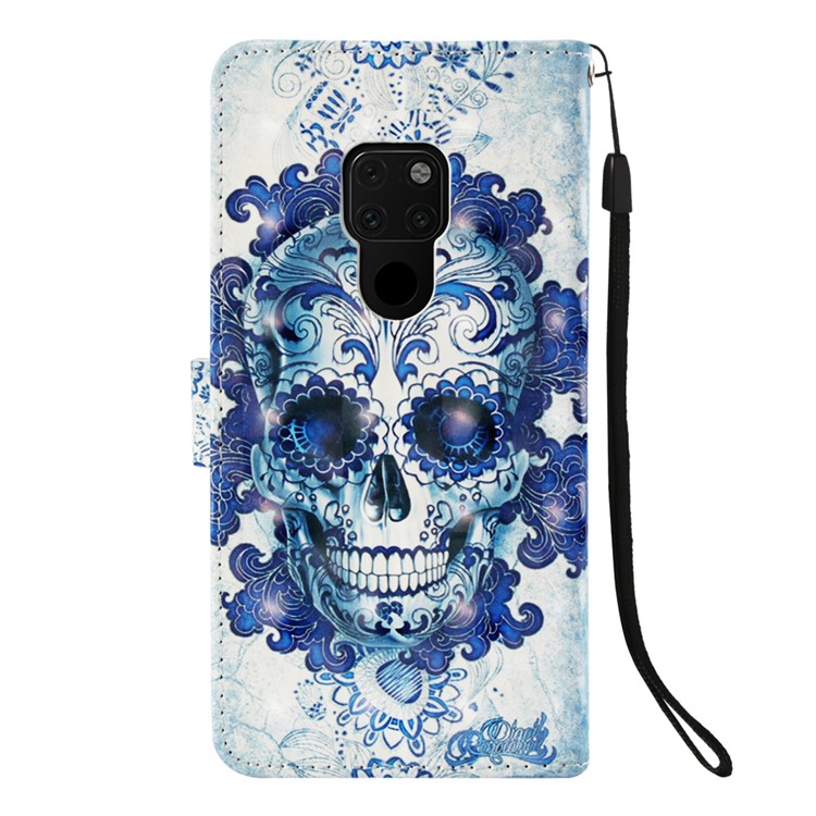 Light Spot Decor Pattern Printing PU Leather Cover for Huawei Mate 20 - Cool Skull-3