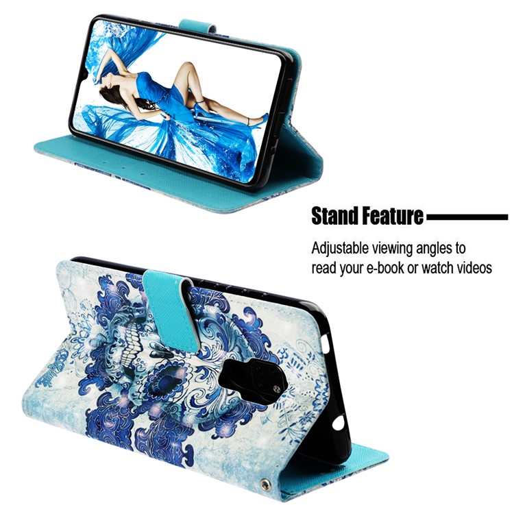 Light Spot Decor Pattern Printing PU Leather Cover for Huawei Mate 20 - Cool Skull-4