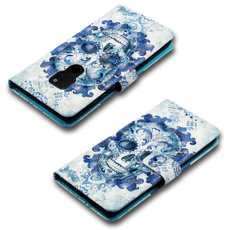 Light Spot Decor Pattern Printing PU Leather Cover for Huawei Mate 20 - Cool Skull-7