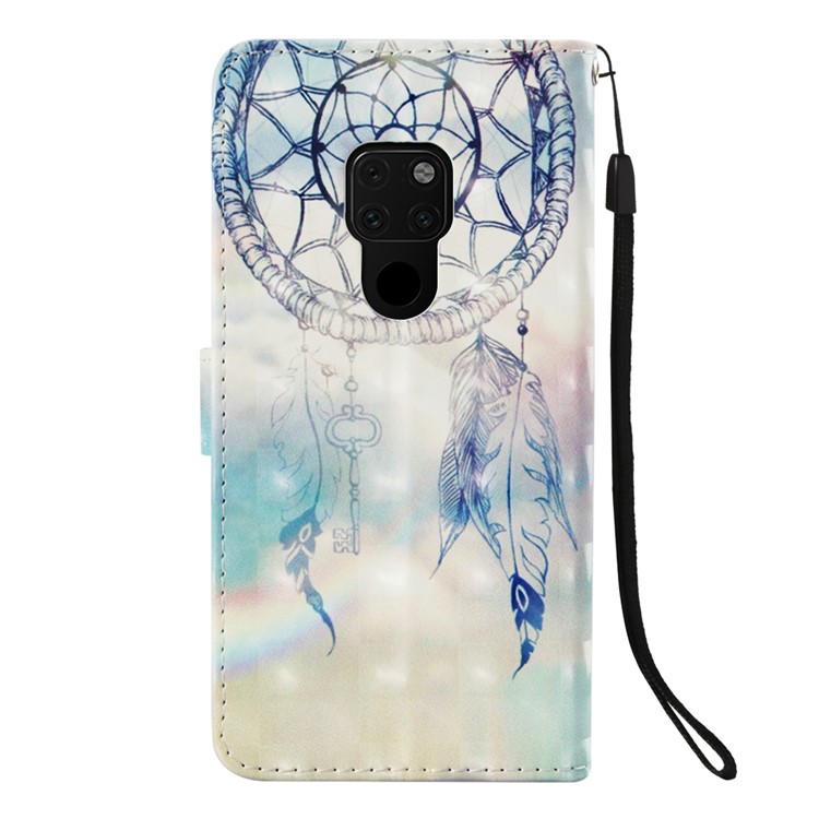 Ponto De Luz Decoração Padrão De Impressão PU Couro Shell Para Huawei Mate 20 - Apanhador De Sonhos-3