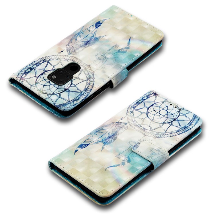 Ponto De Luz Decoração Padrão De Impressão PU Couro Shell Para Huawei Mate 20 - Apanhador De Sonhos-7