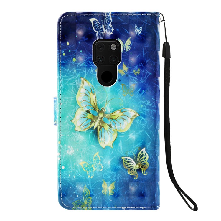 Light Spot Decor Pattern Printing PU Leather Case for Huawei Mate 20 - Butterflies-3