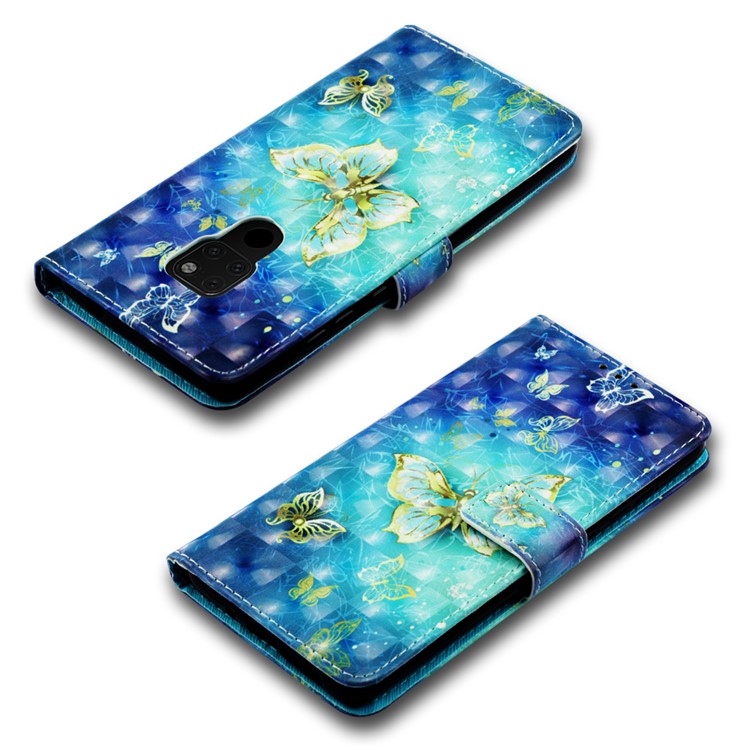 Light Spot Decor Pattern Printing PU Leather Case for Huawei Mate 20 - Butterflies-7
