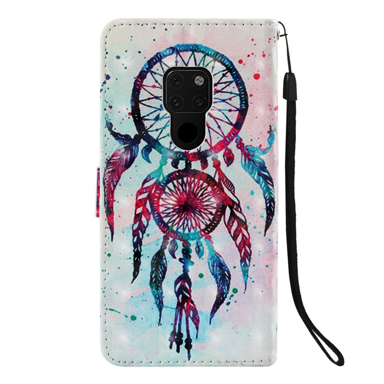 Light Spot Decor Pattern Printing PU Leather Flip Cover for Huawei Mate 20 - Feather Dream Catcher-3