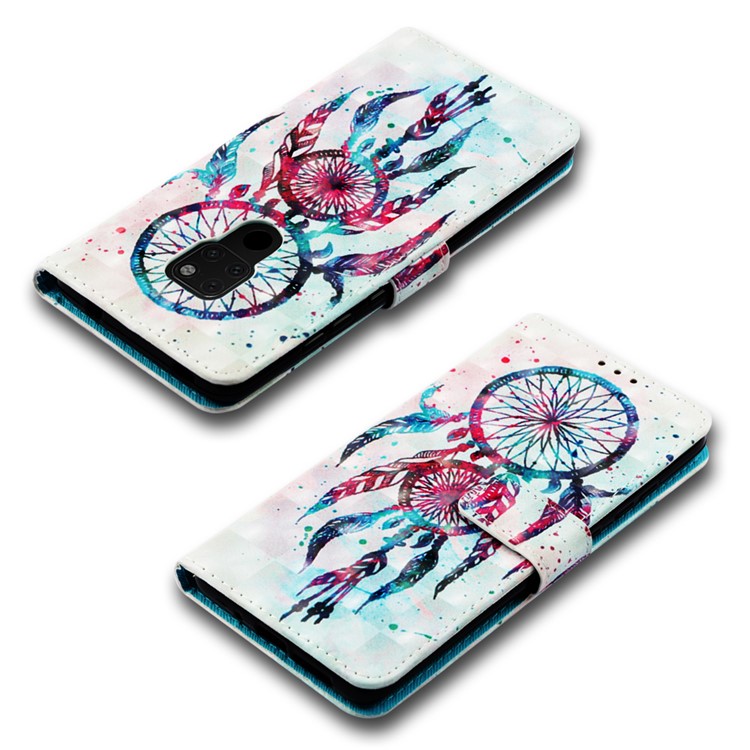 Light Spot Decor Pattern Printing PU Leather Flip Cover for Huawei Mate 20 - Feather Dream Catcher-7