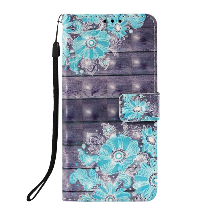Light Spot Decor Pattern Printing PU Leather Flip Shell for Huawei Mate 20 - Blue Flower-2