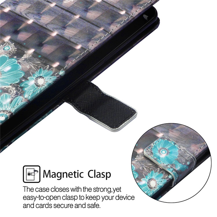 Light Spot Decor Pattern Printing PU Leather Flip Shell for Huawei Mate 20 - Blue Flower-5