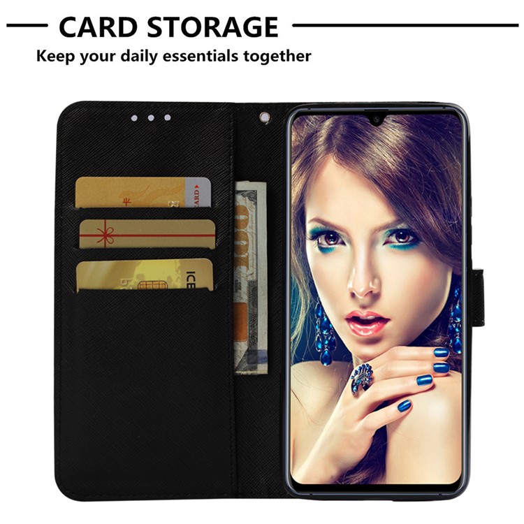 Light Spot Decor Pattern Printing PU Leather Flip Shell for Huawei Mate 20 - Blue Flower-6