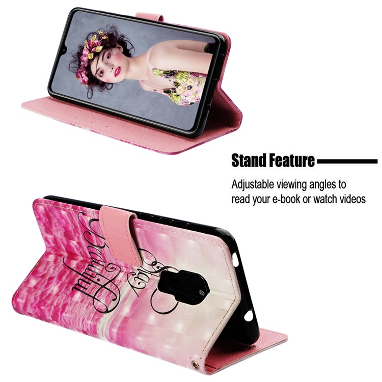 Light Spot Decor Pattern Printing PU Leather Protection Cover with Lanyard for Huawei Mate 20 - Stay Beautiful-4