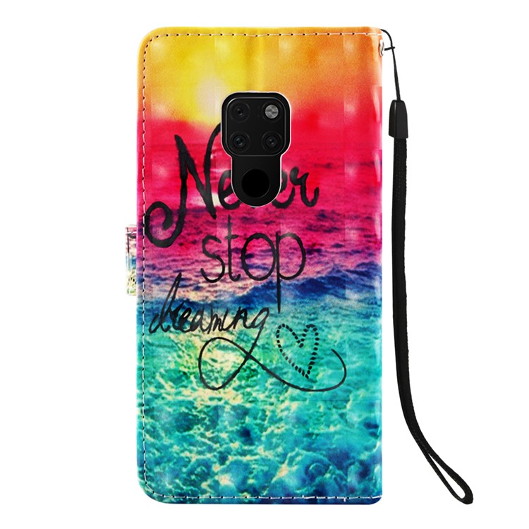 Light Spot Decor Pattern Printing PU Leather Protection Shell with Stand for Huawei Mate 20 - Never Stop Dreaming-3