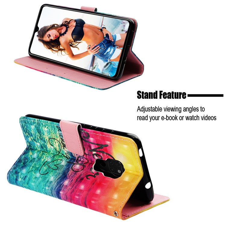 Light Spot Decor Pattern Printing PU Leather Protection Shell with Stand for Huawei Mate 20 - Never Stop Dreaming-4