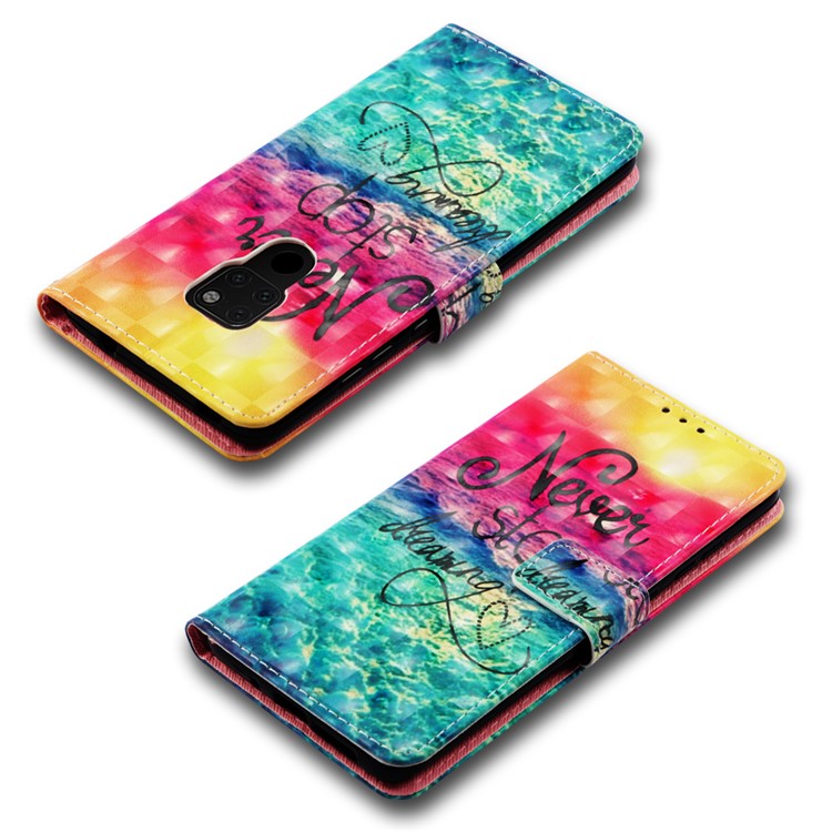 Light Spot Decor Pattern Printing PU Leather Protection Shell with Stand for Huawei Mate 20 - Never Stop Dreaming-7