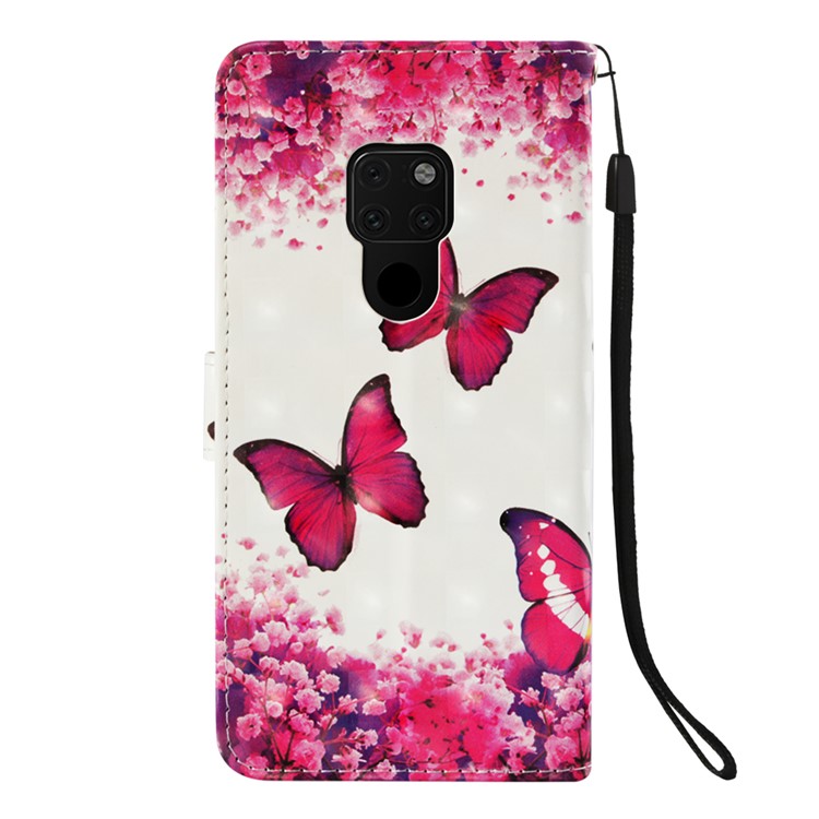 Light Spot Decor Pattern Printing PU Leather Protection Case with Wallet for Huawei Mate 20 - Butterfly and Flower-3