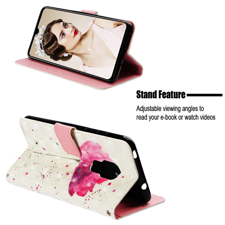 Pattern Printing PU Leather Card Holder Phone Casing for Huawei Mate 20 - Flower-4