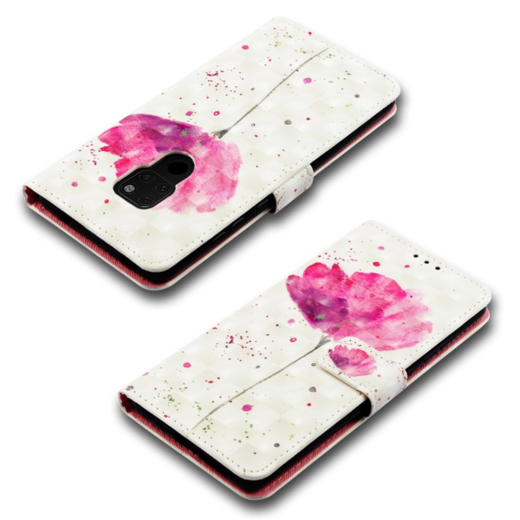 Pattern Printing PU Leather Card Holder Phone Casing for Huawei Mate 20 - Flower-7