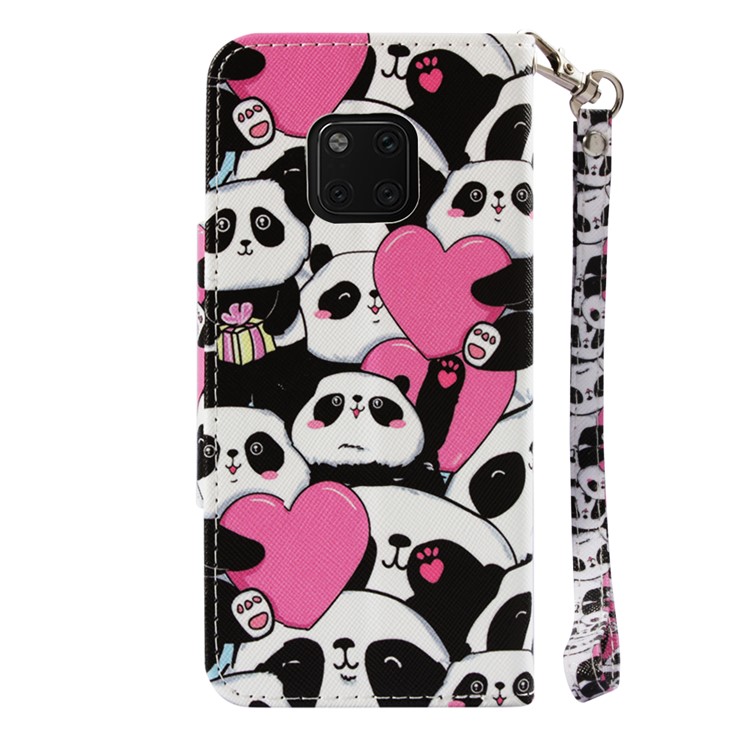 Pattern Printing PU Leather Phone Case with 3 Card Slots for Huawei Mate 20 Pro - Cute Pandas-3