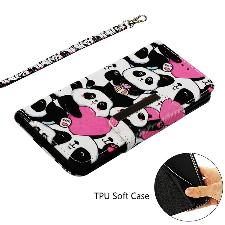 Pattern Printing PU Leather Phone Case with 3 Card Slots for Huawei Mate 20 Pro - Cute Pandas-5