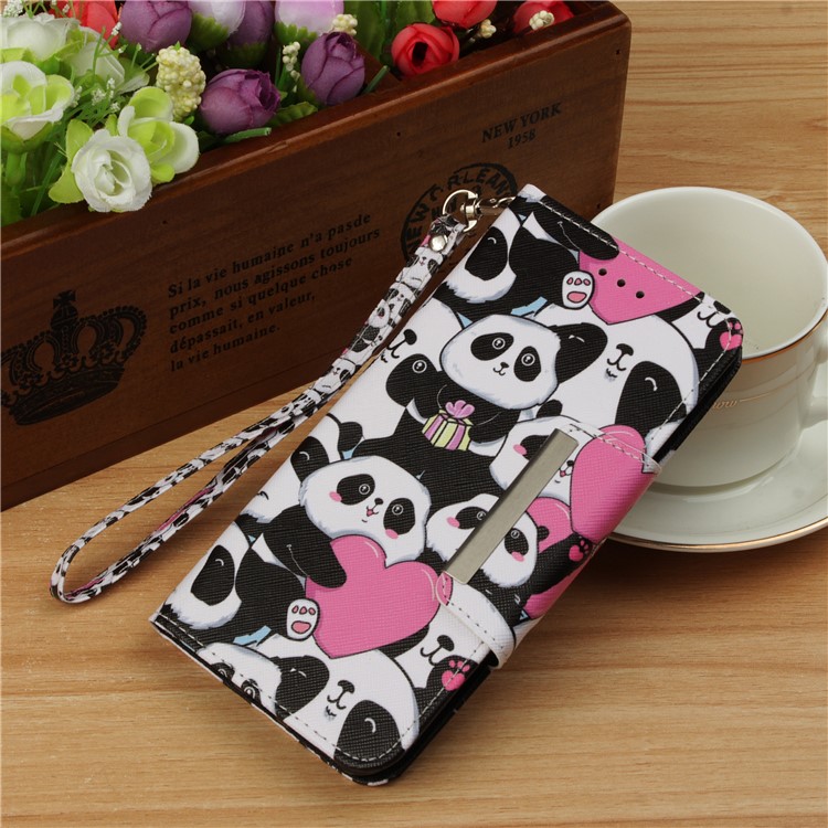 Pattern Printing PU Leather Phone Case with 3 Card Slots for Huawei Mate 20 Pro - Cute Pandas-9