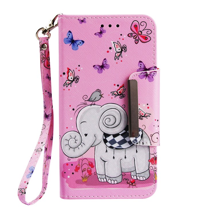 Pattern Printing PU Leather Wallet Case for Huawei Mate 20 Pro - Butterflies and Elephant-2