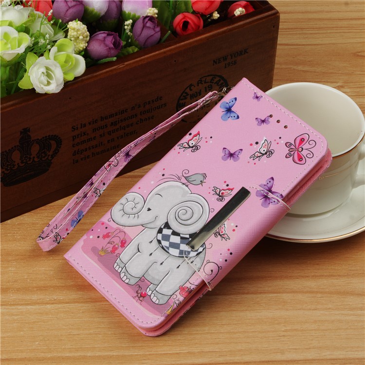 Pattern Printing PU Leather Wallet Case for Huawei Mate 20 Pro - Butterflies and Elephant-9