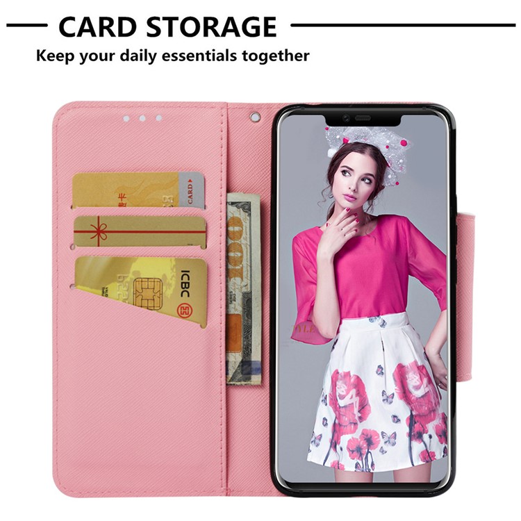 Pattern Printing PU Leather Folio Flip Phone Shell for Huawei Mate 20 Pro - Two Elephants-8