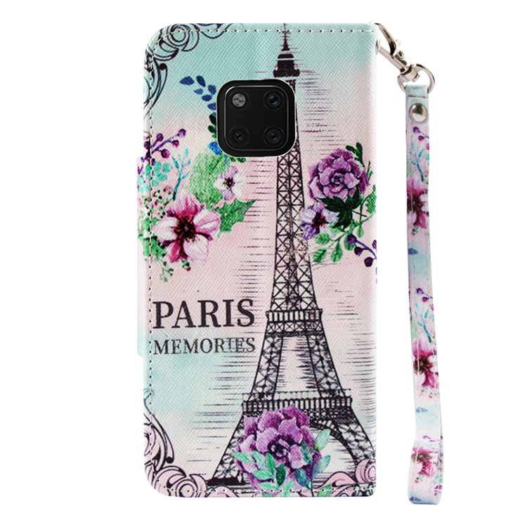 Pattern Printing PU Leather Magnetic Wallet Phone Cover for Huawei Mate 20 Pro - Eiffel Tower-3