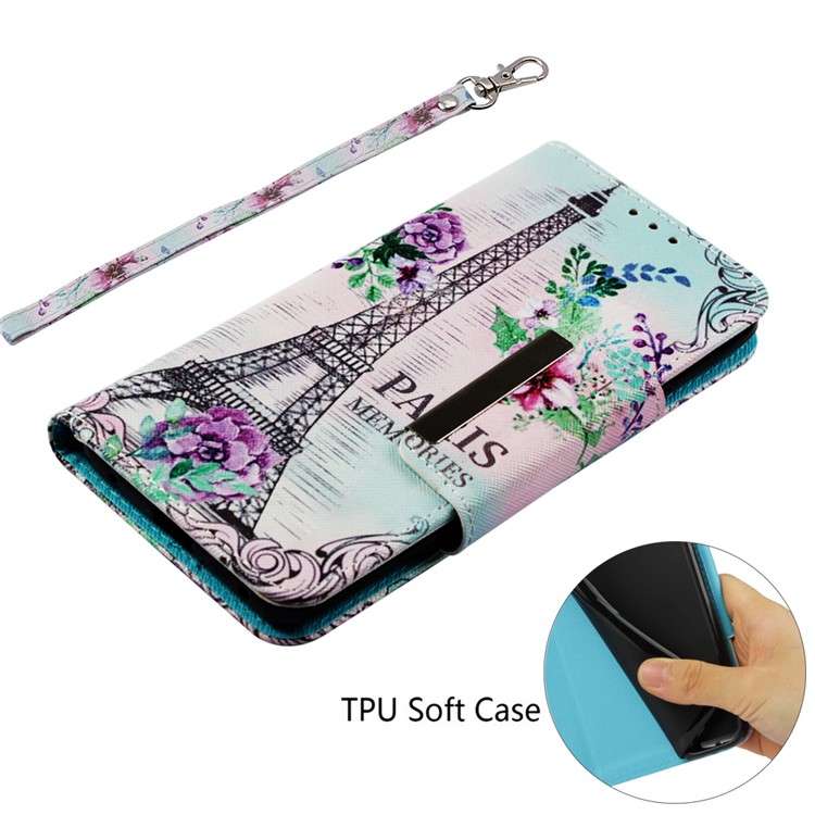 Pattern Printing PU Leather Magnetic Wallet Phone Cover for Huawei Mate 20 Pro - Eiffel Tower-5