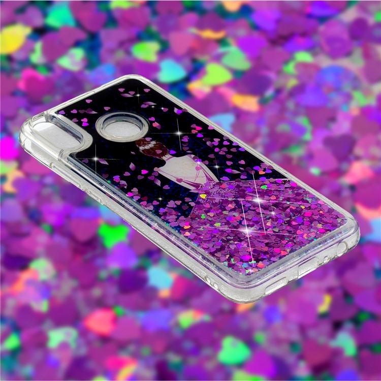 Moving Glitter Powder Sequins Patterned TPU Phone Case for Huawei Honor 8X/Honor View 10 Lite - Pretty Girl's Back-2