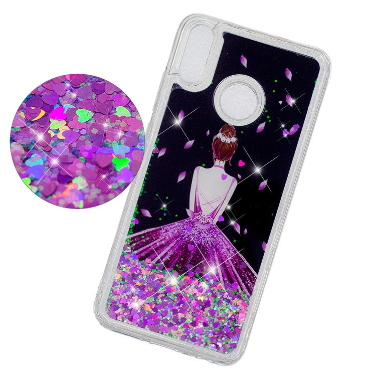 Moving Glitter Powder Sequins Patterned TPU Phone Case for Huawei Honor 8X/Honor View 10 Lite - Pretty Girl's Back-3
