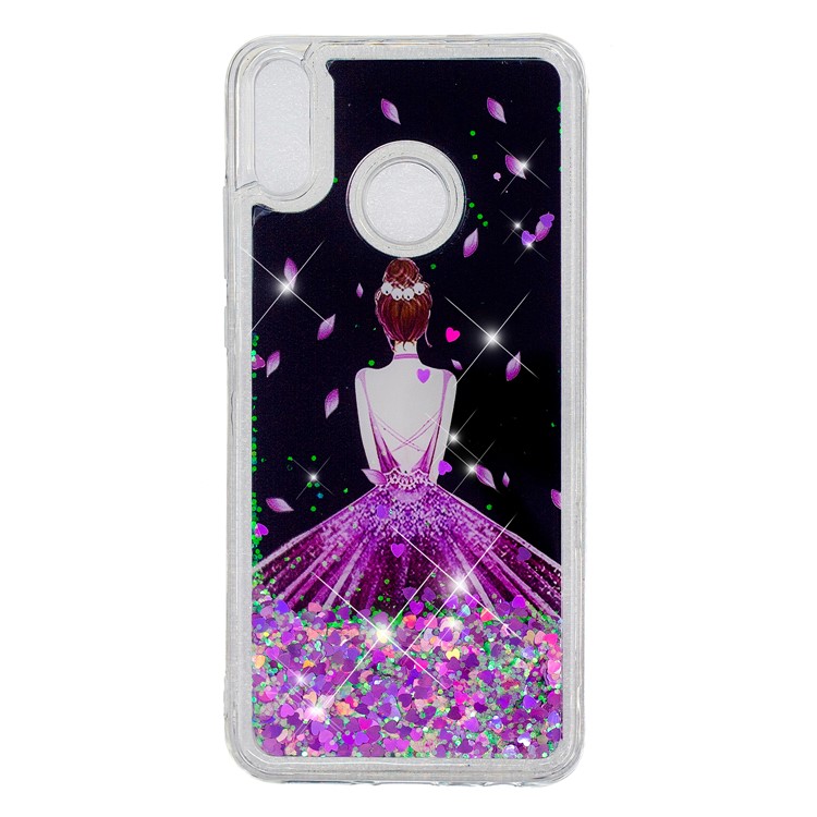 Moving Glitter Powder Sequins Patterned TPU Phone Case for Huawei Honor 8X/Honor View 10 Lite - Pretty Girl's Back-5
