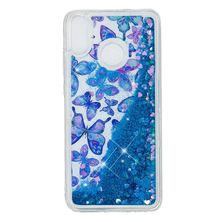 Moving Glitter Powder Sequins Patterned TPU Phone Shell for Huawei Honor 8X/Honor View 10 Lite - Blue Butterfly-5