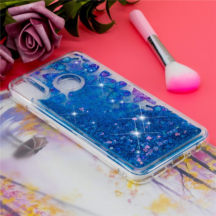 Moving Glitter Powder Sequins Patterned TPU Phone Shell for Huawei Honor 8X/Honor View 10 Lite - Blue Butterfly-6