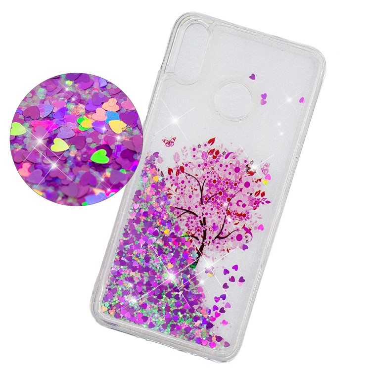 copertura In TPU Dinamico Con Paillettes In Polvere Glitter Scintillante Per Huawei Honor 8x / Honor View 10 Lite - Albero Fiorito-3