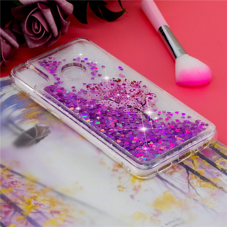 copertura In TPU Dinamico Con Paillettes In Polvere Glitter Scintillante Per Huawei Honor 8x / Honor View 10 Lite - Albero Fiorito-5