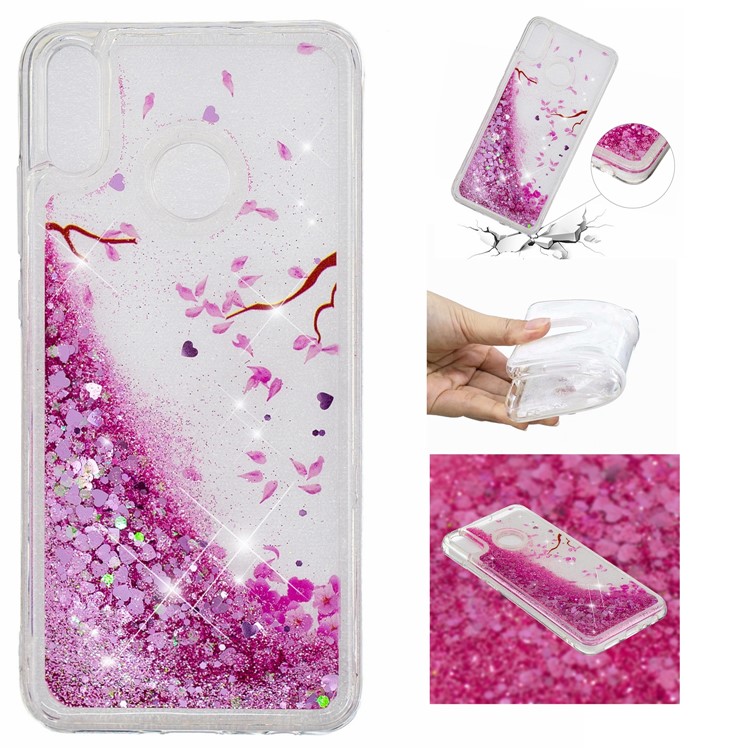 Patterned TPU Mobile Shell with Dynamic Glitter Powder Sequins for Huawei Honor 8X/Honor View 10 Lite - Petals-1
