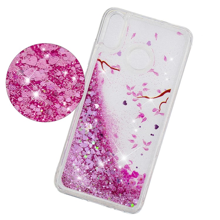 Patterned TPU Mobile Shell with Dynamic Glitter Powder Sequins for Huawei Honor 8X/Honor View 10 Lite - Petals-3