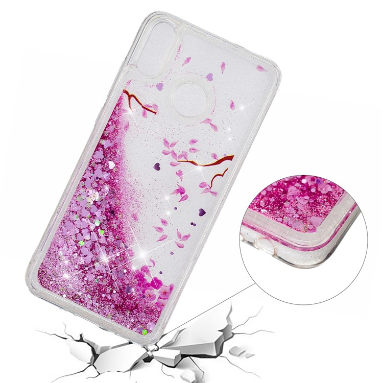 Patterned TPU Mobile Shell with Dynamic Glitter Powder Sequins for Huawei Honor 8X/Honor View 10 Lite - Petals-4