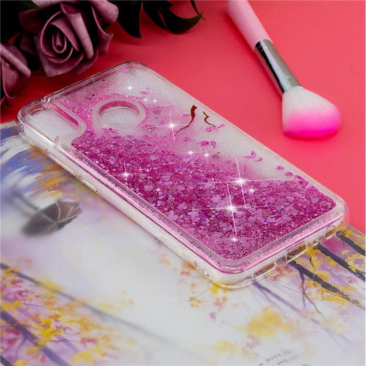 Patterned TPU Mobile Shell with Dynamic Glitter Powder Sequins for Huawei Honor 8X/Honor View 10 Lite - Petals-6
