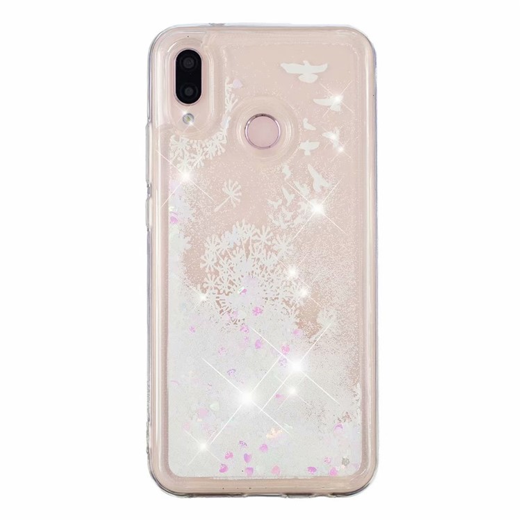 Liquid Glitter Powder Sequins Patterned TPU Cover Case for Huawei Honor 8X/Honor View 10 Lite - Birds and Dandelion-3