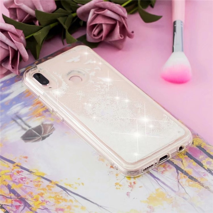 Liquid Glitter Powder Sequins Patterned TPU Cover Case for Huawei Honor 8X/Honor View 10 Lite - Birds and Dandelion-4