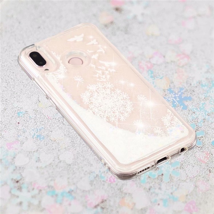 Liquid Glitter Powder Sequins Patterned TPU Cover Case for Huawei Honor 8X/Honor View 10 Lite - Birds and Dandelion-6
