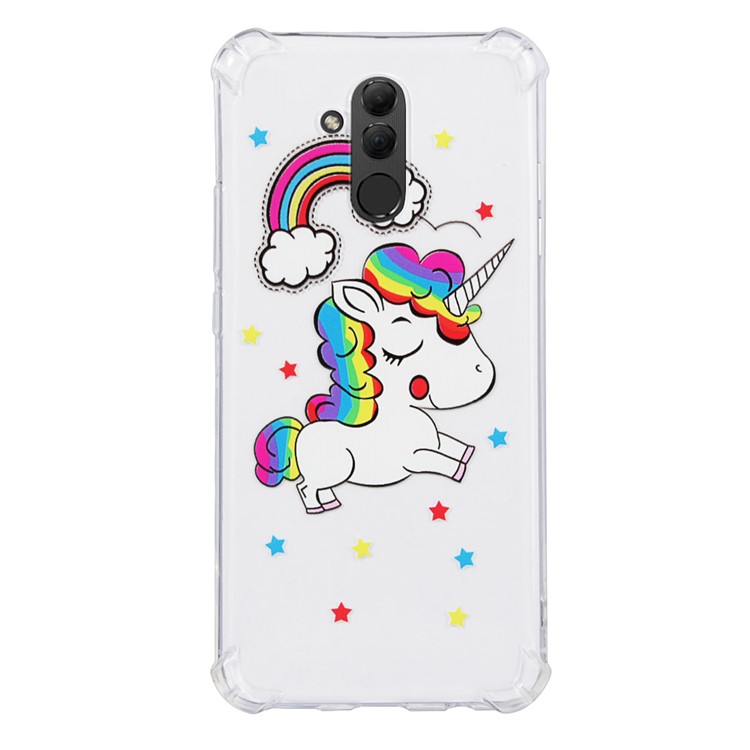 Anti-gota Modelada TPU Tampa Do Telefone Gel Para Huawei Mate 20 Lite - Unicórnio E Arco-íris-2