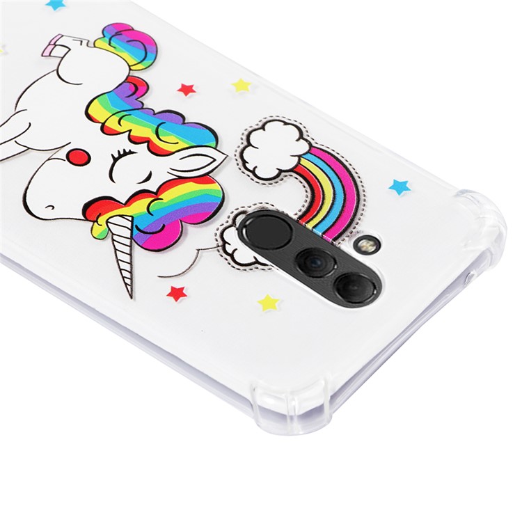 Anti-gota Modelada TPU Tampa Do Telefone Gel Para Huawei Mate 20 Lite - Unicórnio E Arco-íris-4
