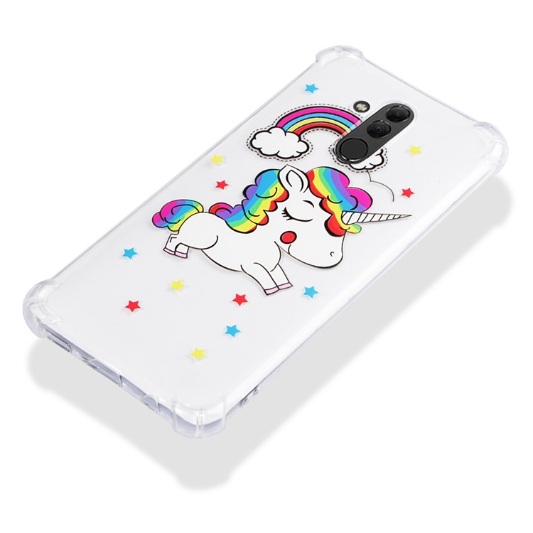 Anti-gota Modelada TPU Tampa Do Telefone Gel Para Huawei Mate 20 Lite - Unicórnio E Arco-íris-5