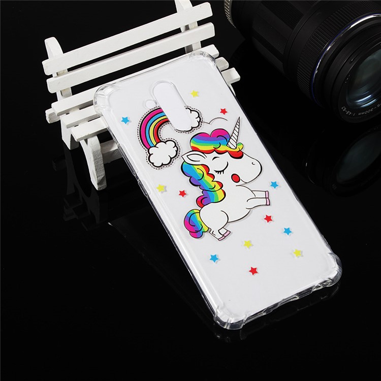 Anti-gota Modelada TPU Tampa Do Telefone Gel Para Huawei Mate 20 Lite - Unicórnio E Arco-íris-6