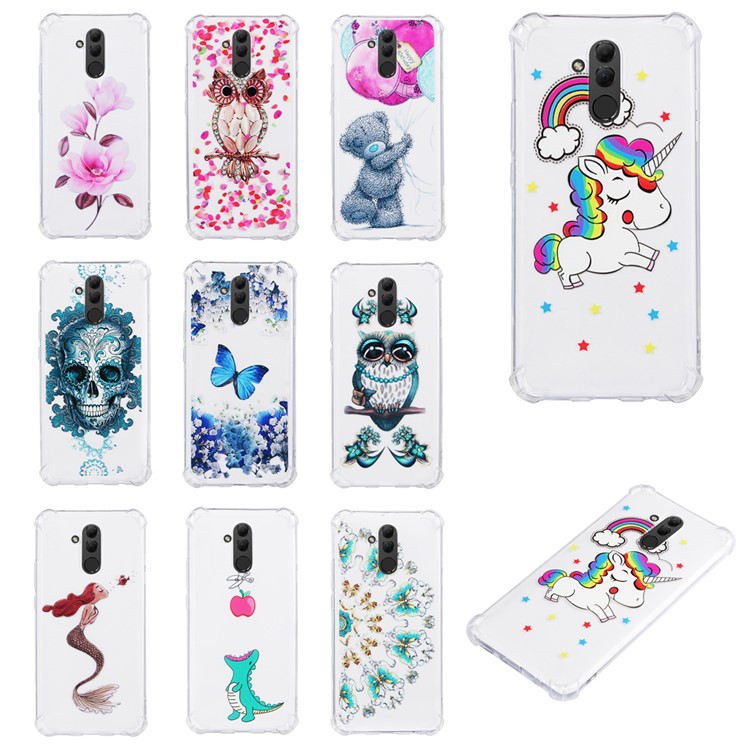 Anti-gota Modelada TPU Tampa Do Telefone Gel Para Huawei Mate 20 Lite - Unicórnio E Arco-íris-7